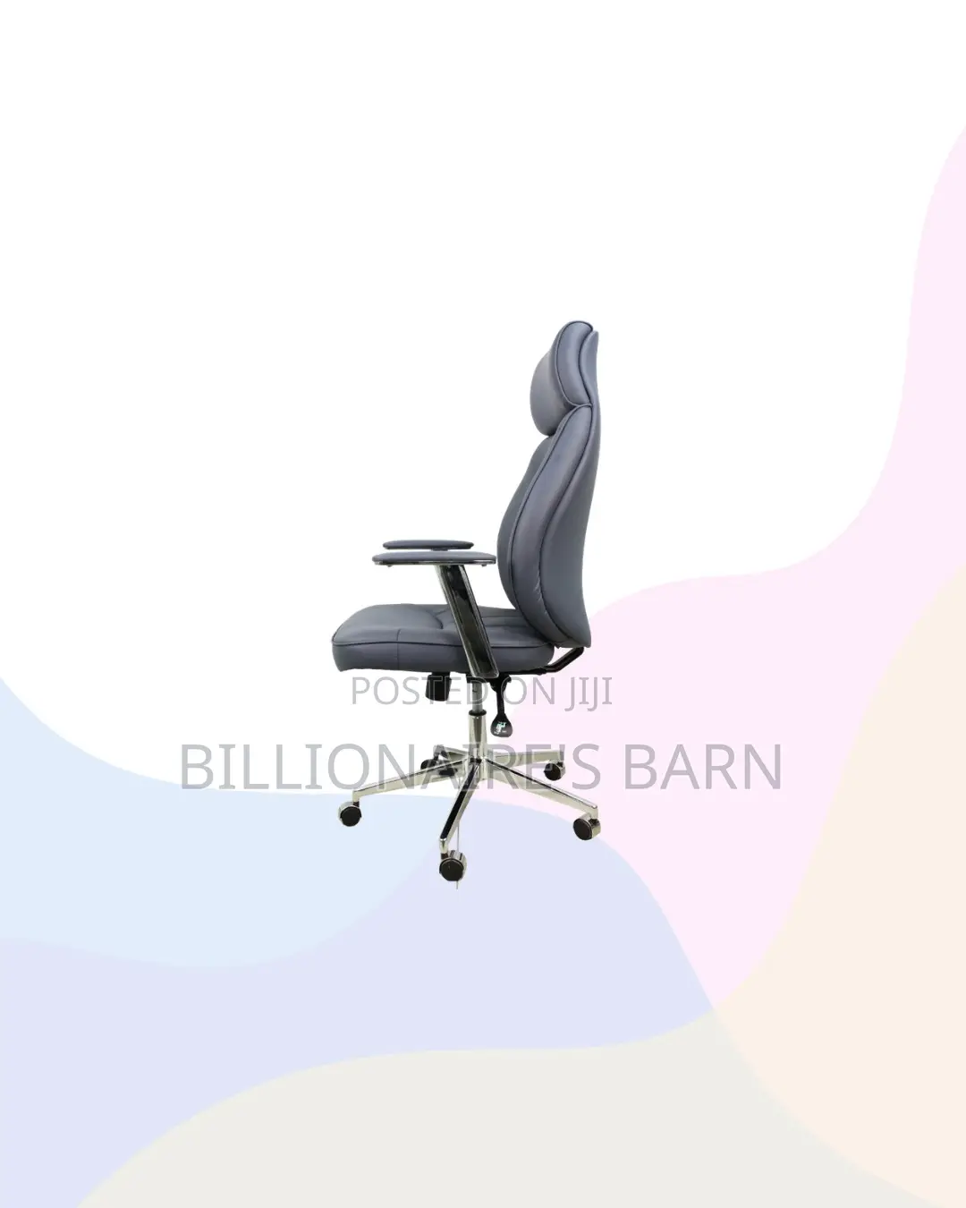 Grey Executive Leather Chair High Back for Long Sitting Hours