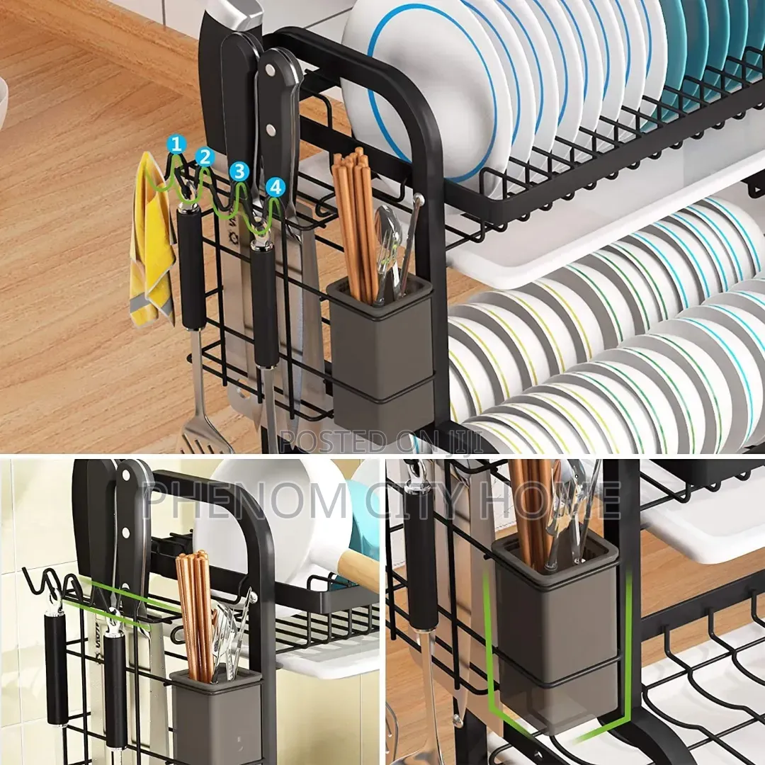 Detachable 2 Tier Stainless Steel Dish Rack