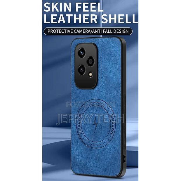 Honor 200 Lite Magnetic Matte Pu Leather Camera Lens Protection Back