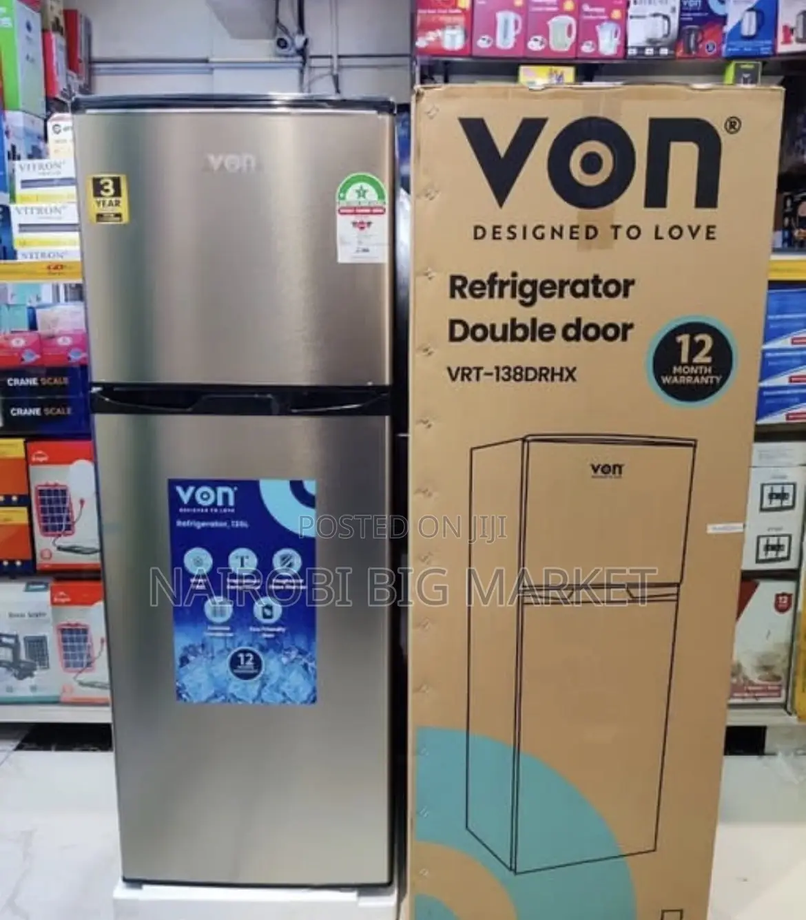 Von 138litres Double Door Refrigerator