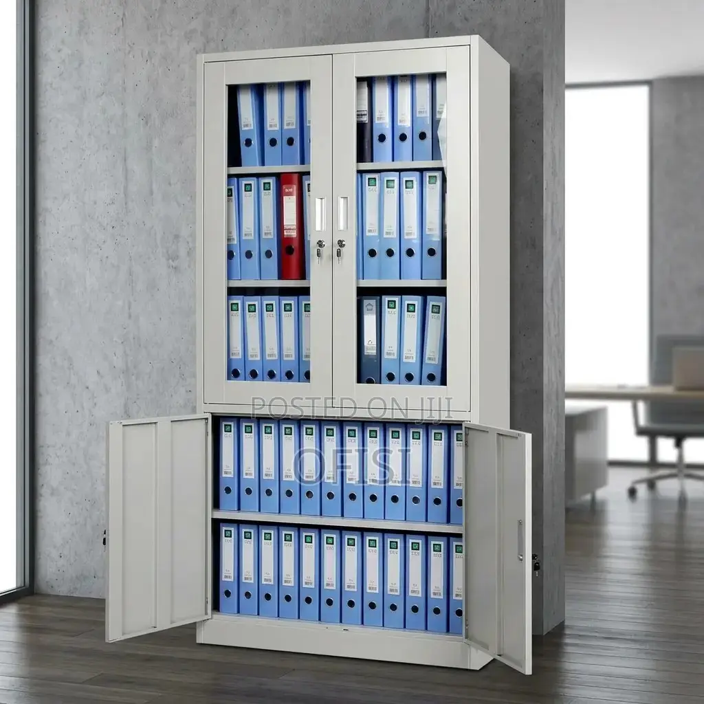 Office Cabinet; 2-door Half Glass Document Cabinet