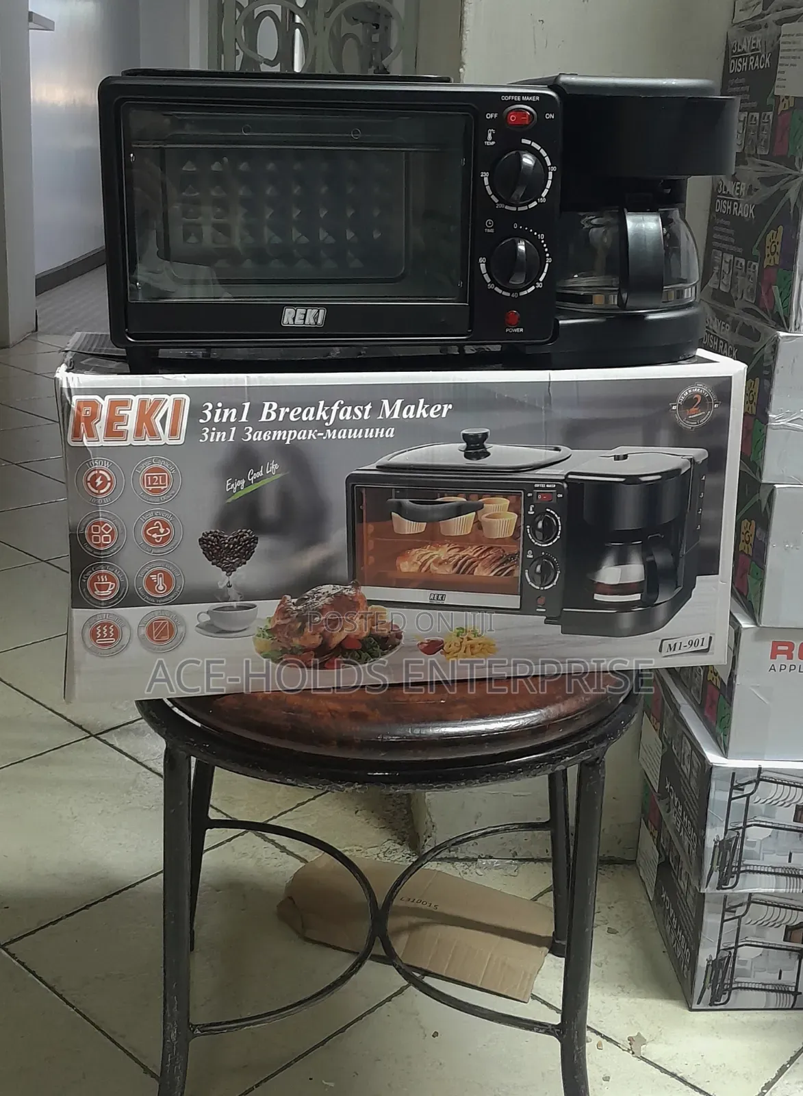 1050watts - Reki 3 in 1 Function 12l Breakfast Maker With Coffee Maker