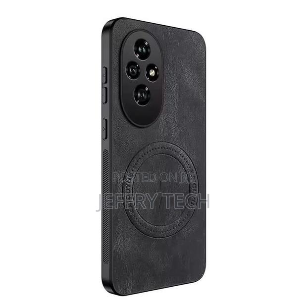 Honor 200 Magnetic Matte Pu Leather Camera Lens Protection Back Case