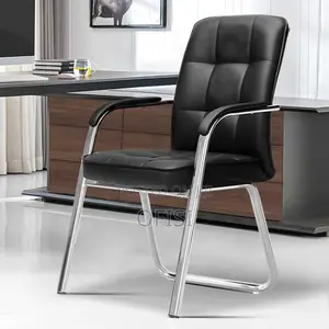 Office Chair; Modern Black Leather Visitor Chair