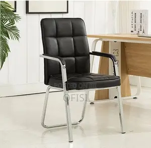 Office Chair; Modern Black Leather Visitor Chair