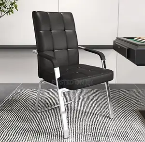 Office Chair; Modern Black Leather Visitor Chair