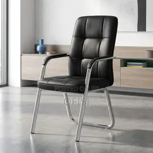 Office Chair; Modern Black Leather Visitor Chair