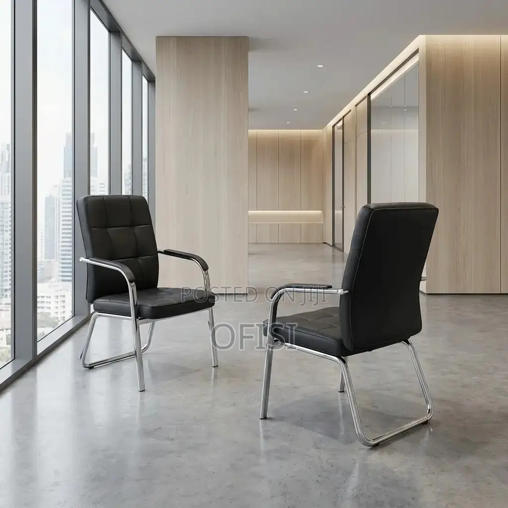 Office Chair; Modern Black Leather Visitor Chair