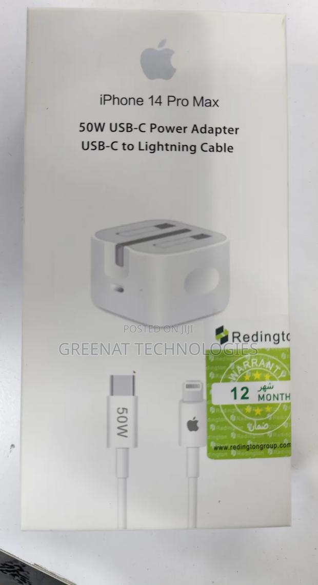 Apple 14 Pro Max 50w Usb-C Power Adapter Usb-C to Lightning Cable
