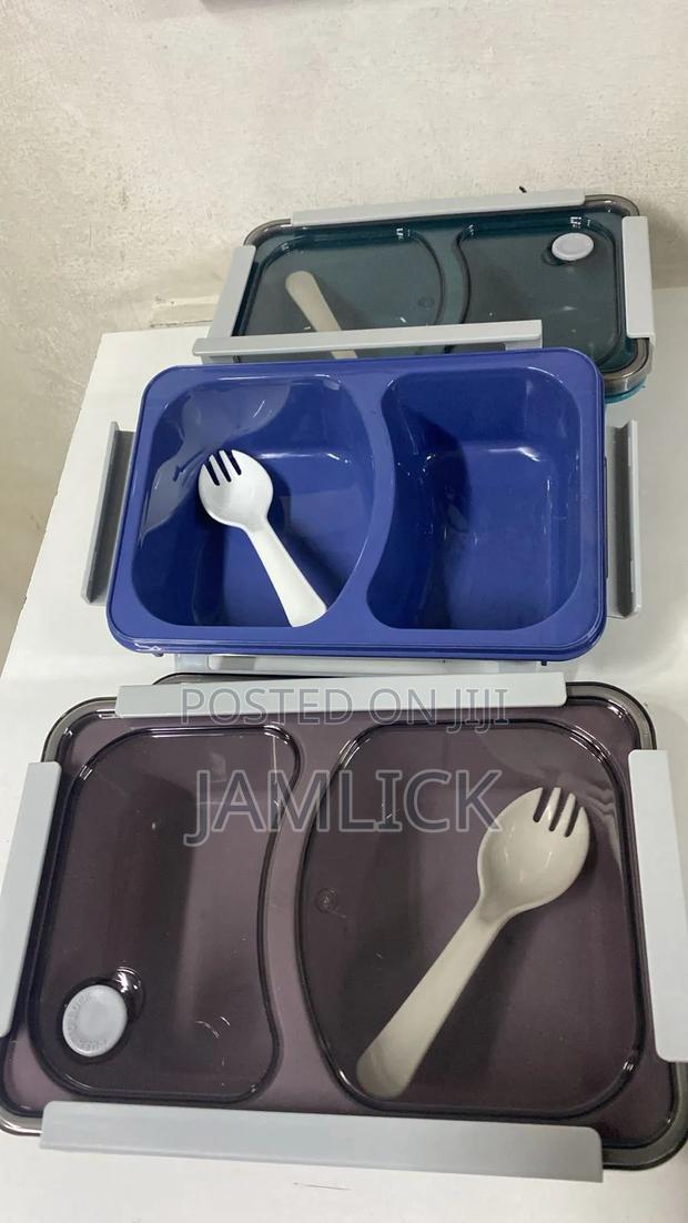 2-Compartment Bento Lunch Box With Spoon - Hk - thumbnail 2
