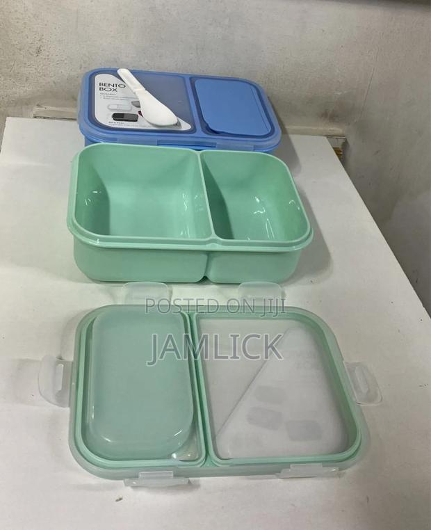 Silicone 2-Compartment Bento Lunch Box With Spoon –Hk - thumbnail 4