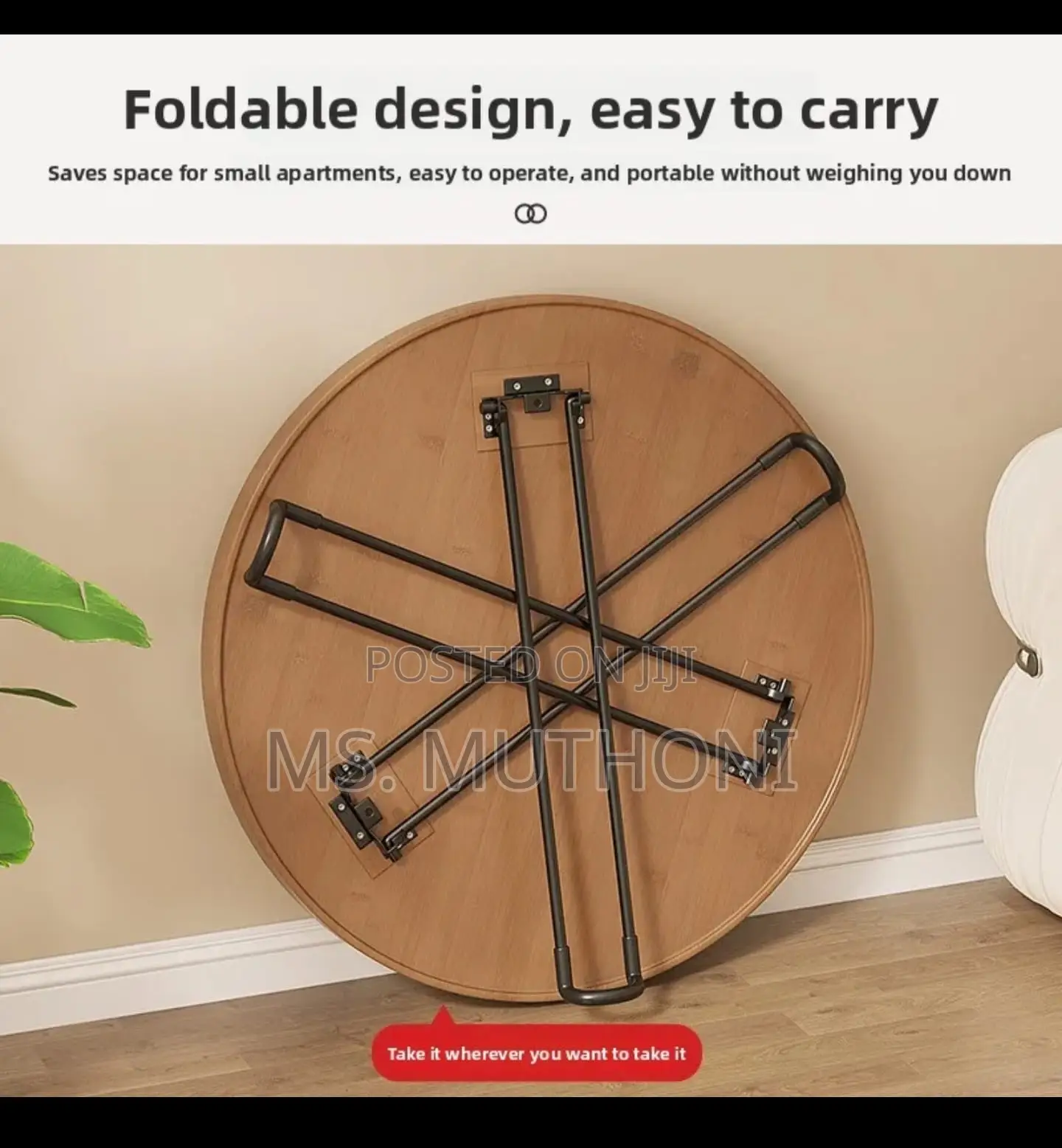 Portable Foldable Round Table (41 Cm )