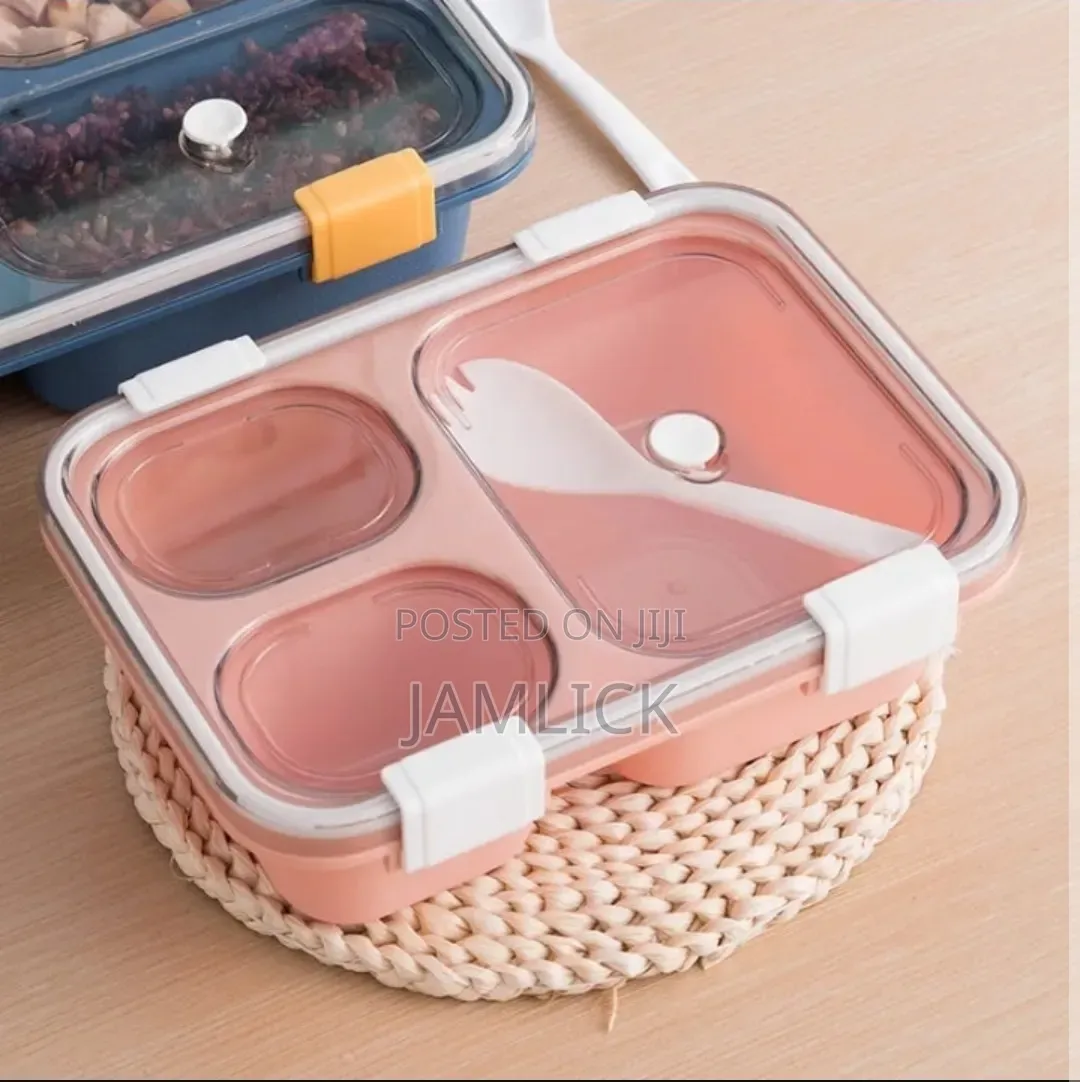 Snap Lock 3-Compartment Bento Lunch Box With Spoon – Hk