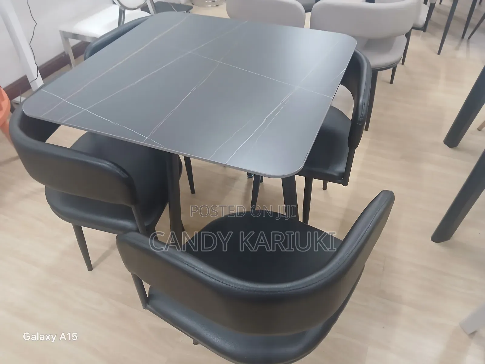 Modern 4 Seater Dining Set -Black Marble Finish