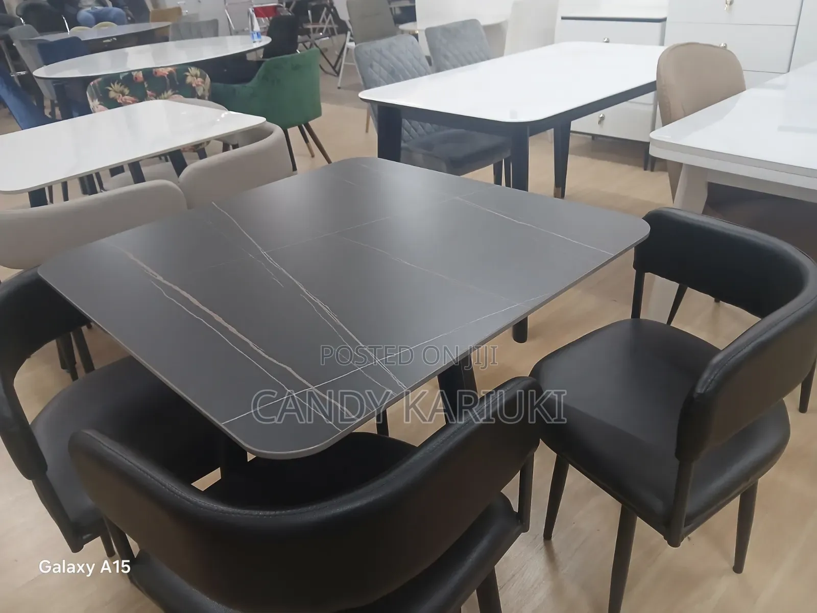 Modern 4 Seater Dining Set -Black Marble Finish