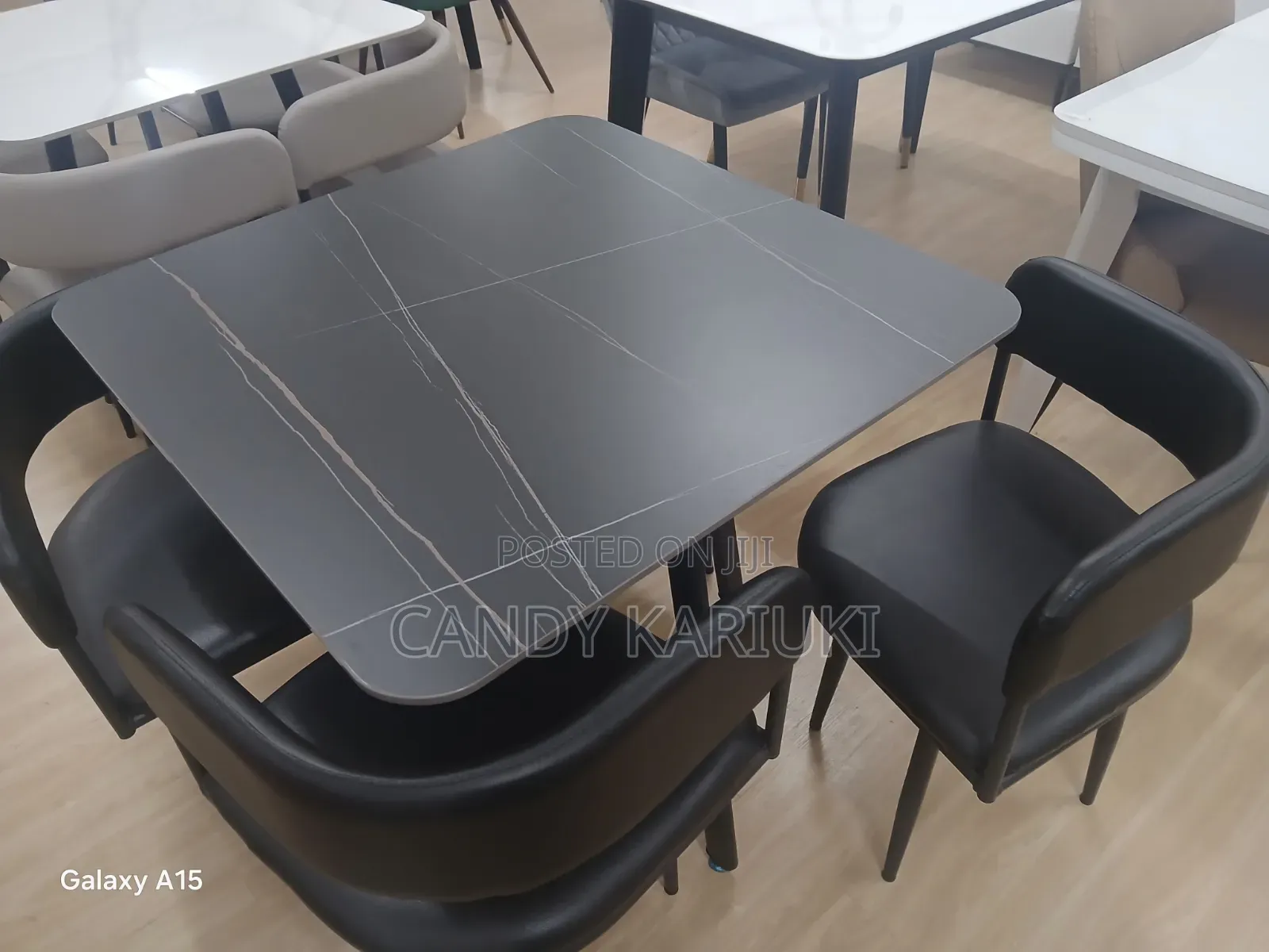 Modern 4 Seater Dining Set -Black Marble Finish
