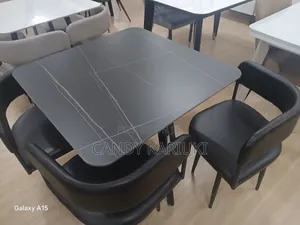 Modern 4 Seater Dining Set -Black Marble Finish