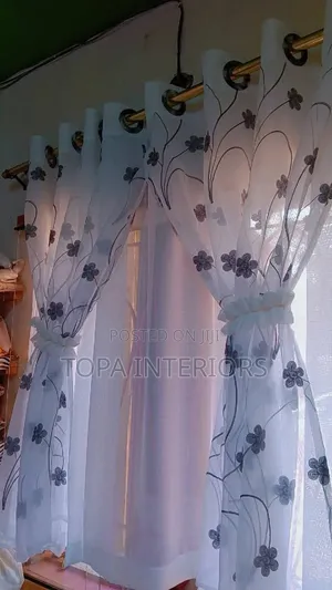 Flowered White Sheers for Doors and Windows Home Decor