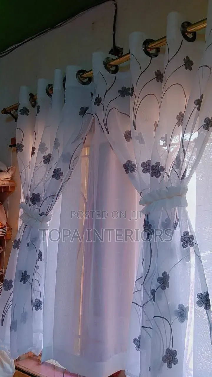 Flowered White Sheers for Doors and Windows Home Decor