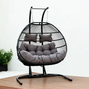 Outdoor Chair; 2 Person Garden Hanging Chair With All Weather Rattan
