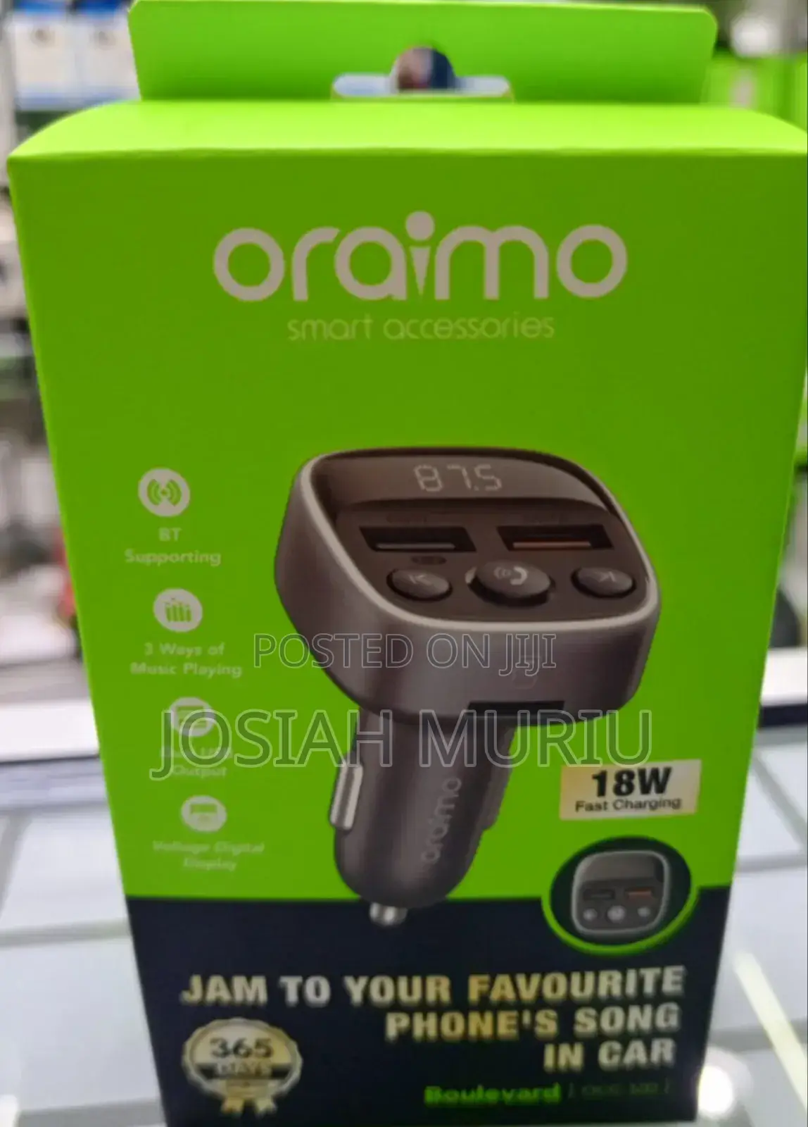 Oraimo Wireless Car Fm Transmitter 18w Usb Fast Charger