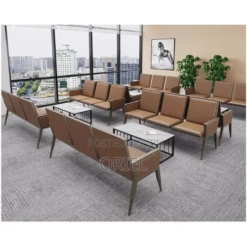 Office Bench : 3-Seater Brown Office Waiting Bench