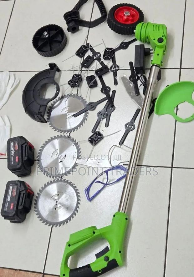 96v Cordless Brush Cutter (Green) – Complete Kit With 24 Blades, Glove