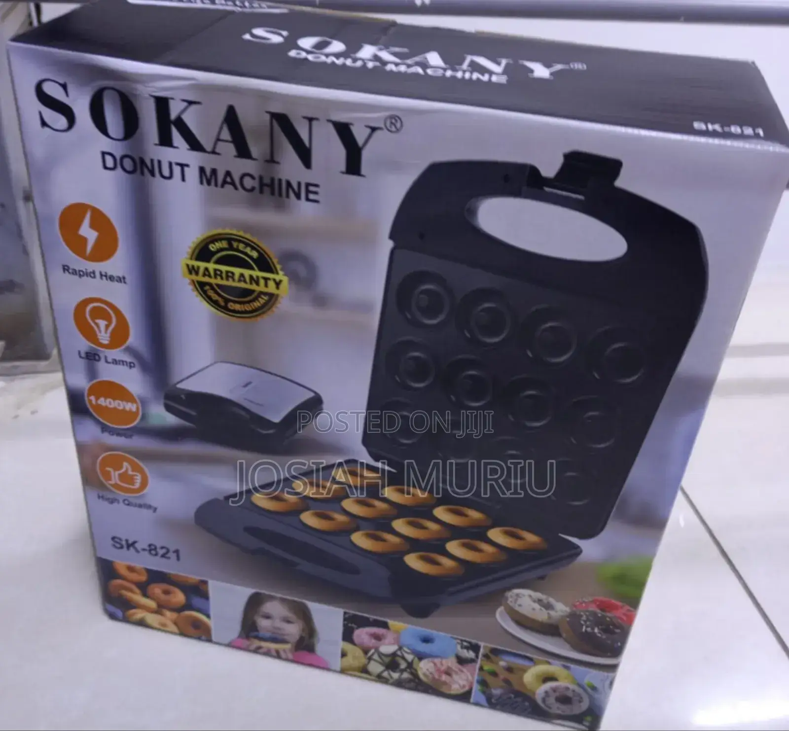 Sokany 1400w Electric Donut Machine With Non-Stick Plates
