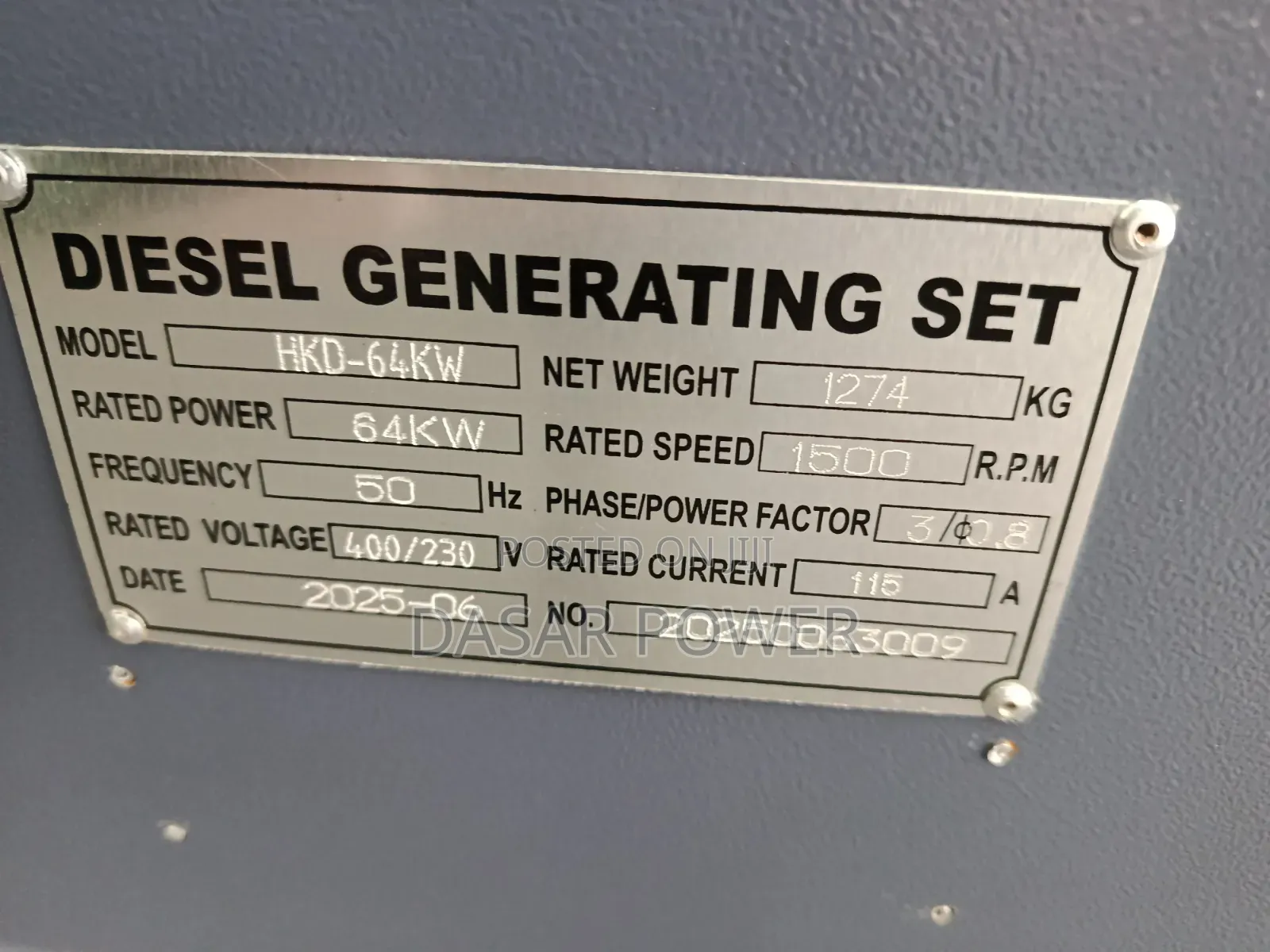 HKD-64kw Diesel Generator Set