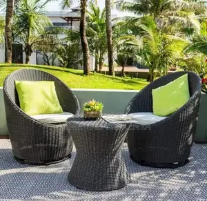 Outdoor Set: Steel Frame Rattan Patio Set
