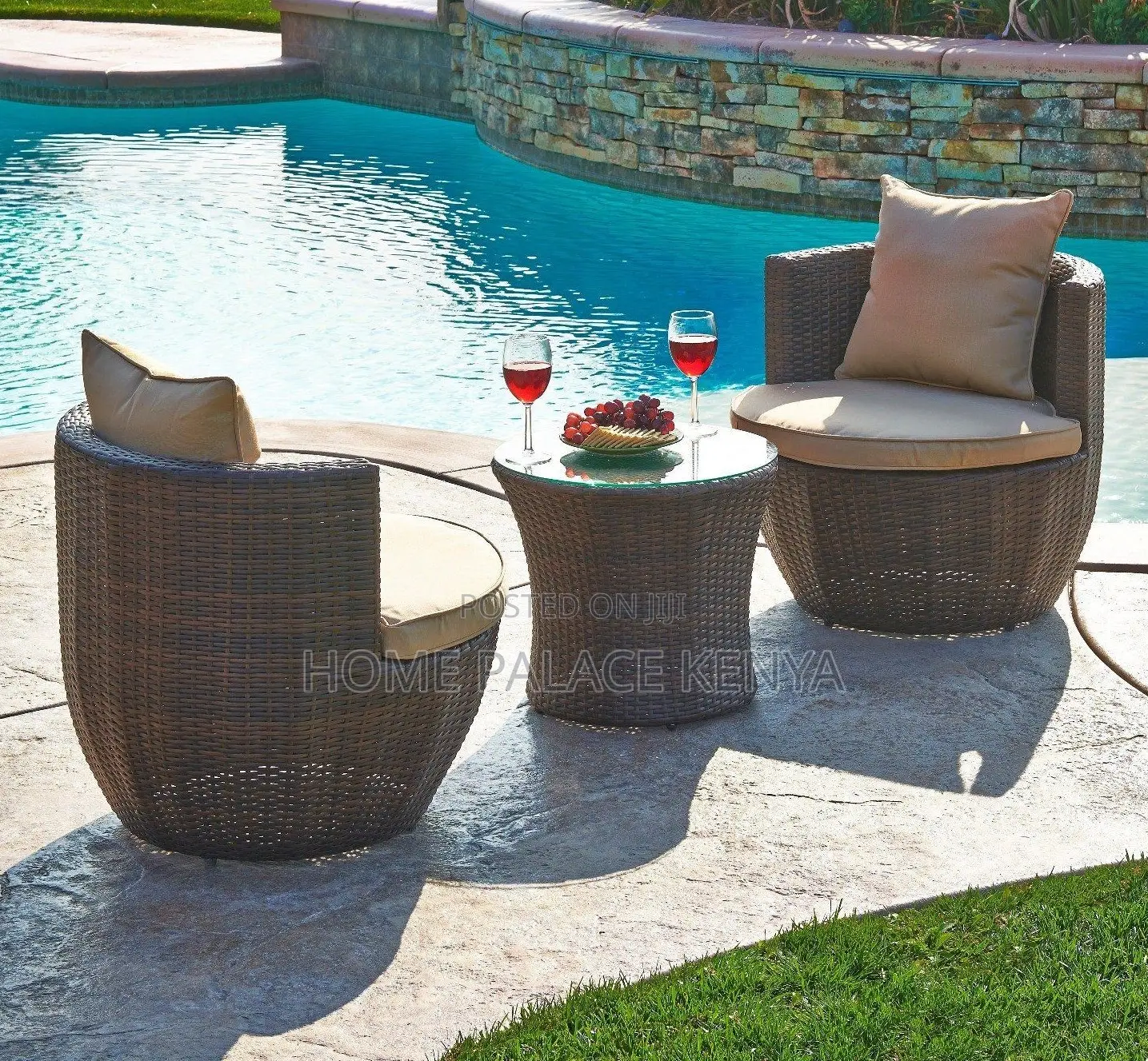 Outdoor Set: Steel Frame Rattan Patio Set
