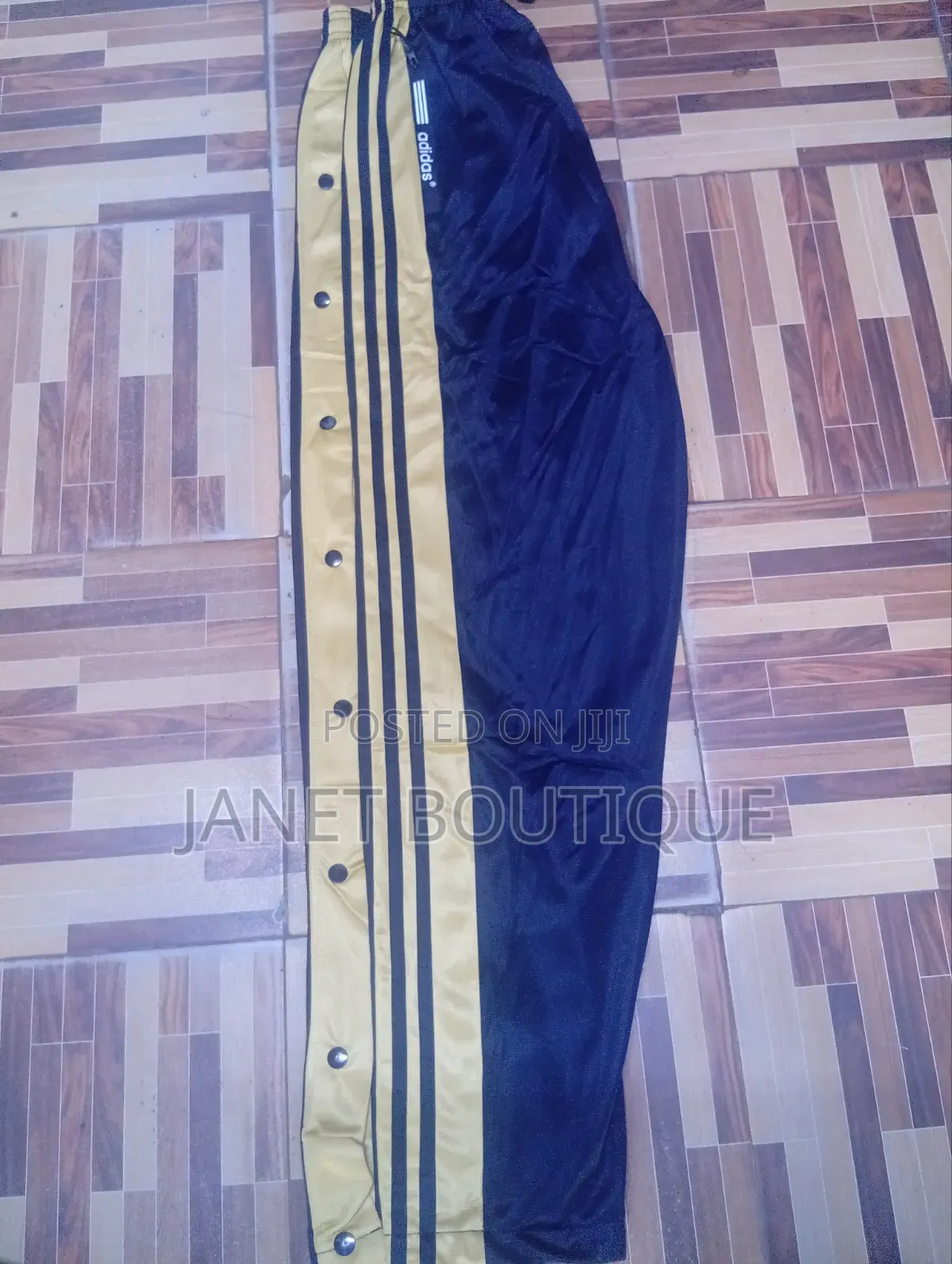 Black and Gold Buttoned Tracksuit / Tear Away Pants /Breakaway Pants