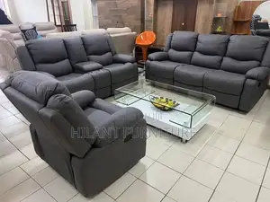 Grey Six-Seater Recliner Sofa