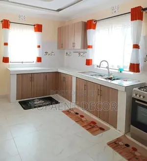 Orange Blended Complete Kitchen Curtains Sheers
