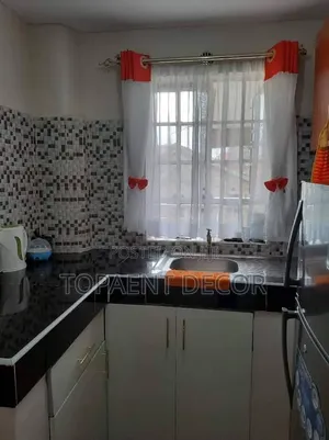 Orange Blended Complete Kitchen Curtains Sheers