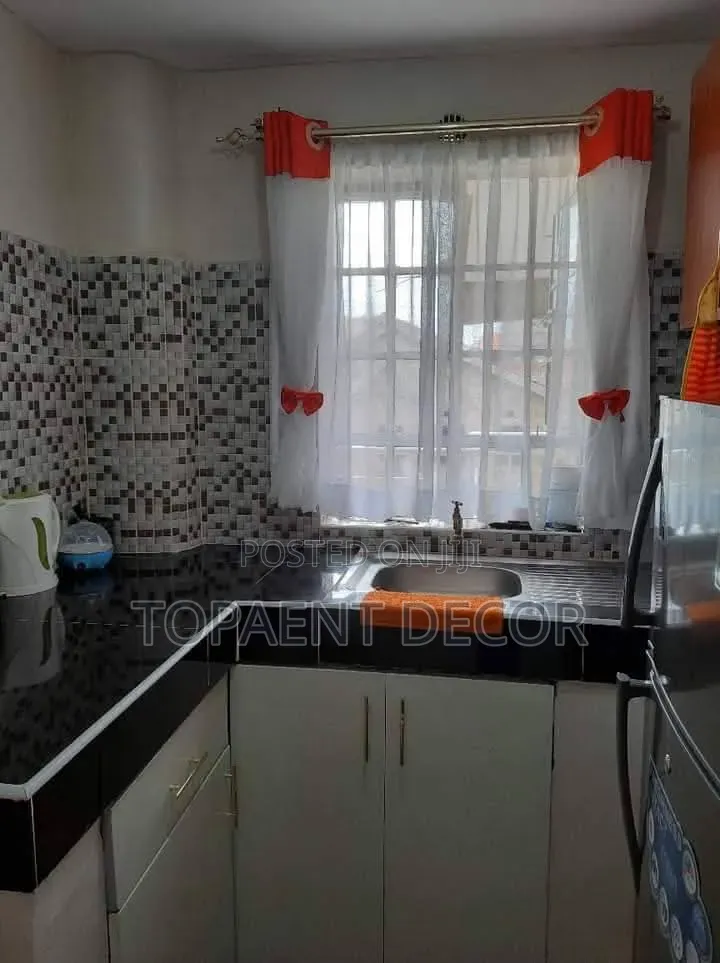 Orange Blended Complete Kitchen Curtains Sheers