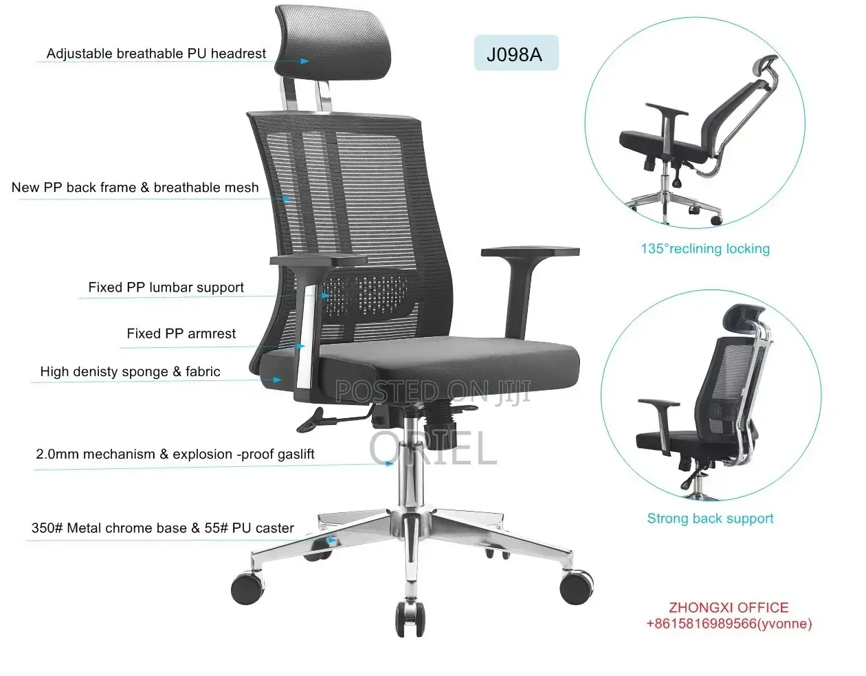 Office Chair : Mesh Swivel Orthopedic Office Chair
