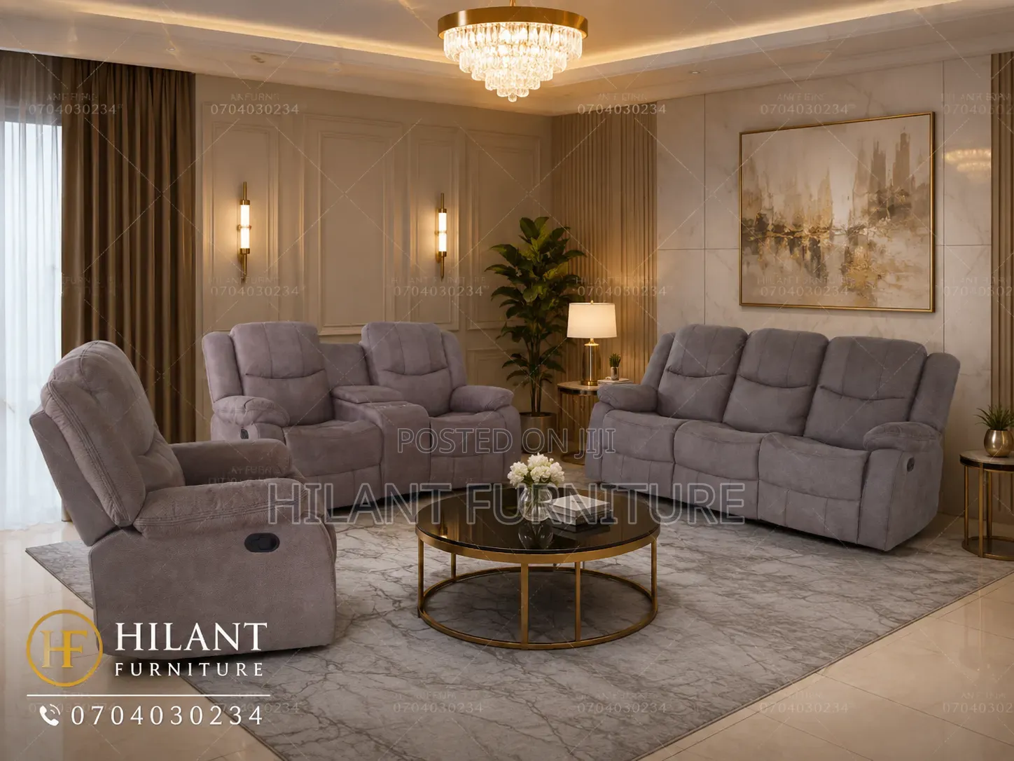 Fabric Six-seater Imported Recliner Sofa.