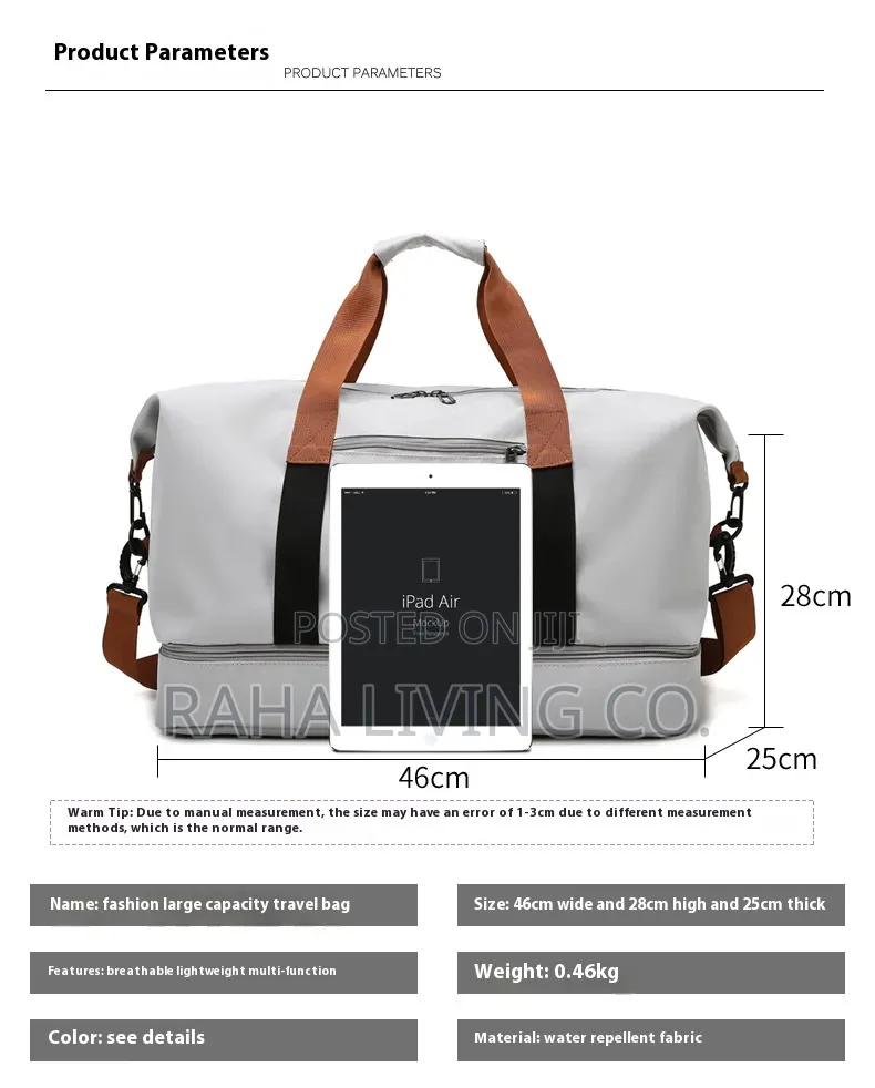 Fashion Travel Duffle Bag | Shoe Compartment | 46x25x28cm