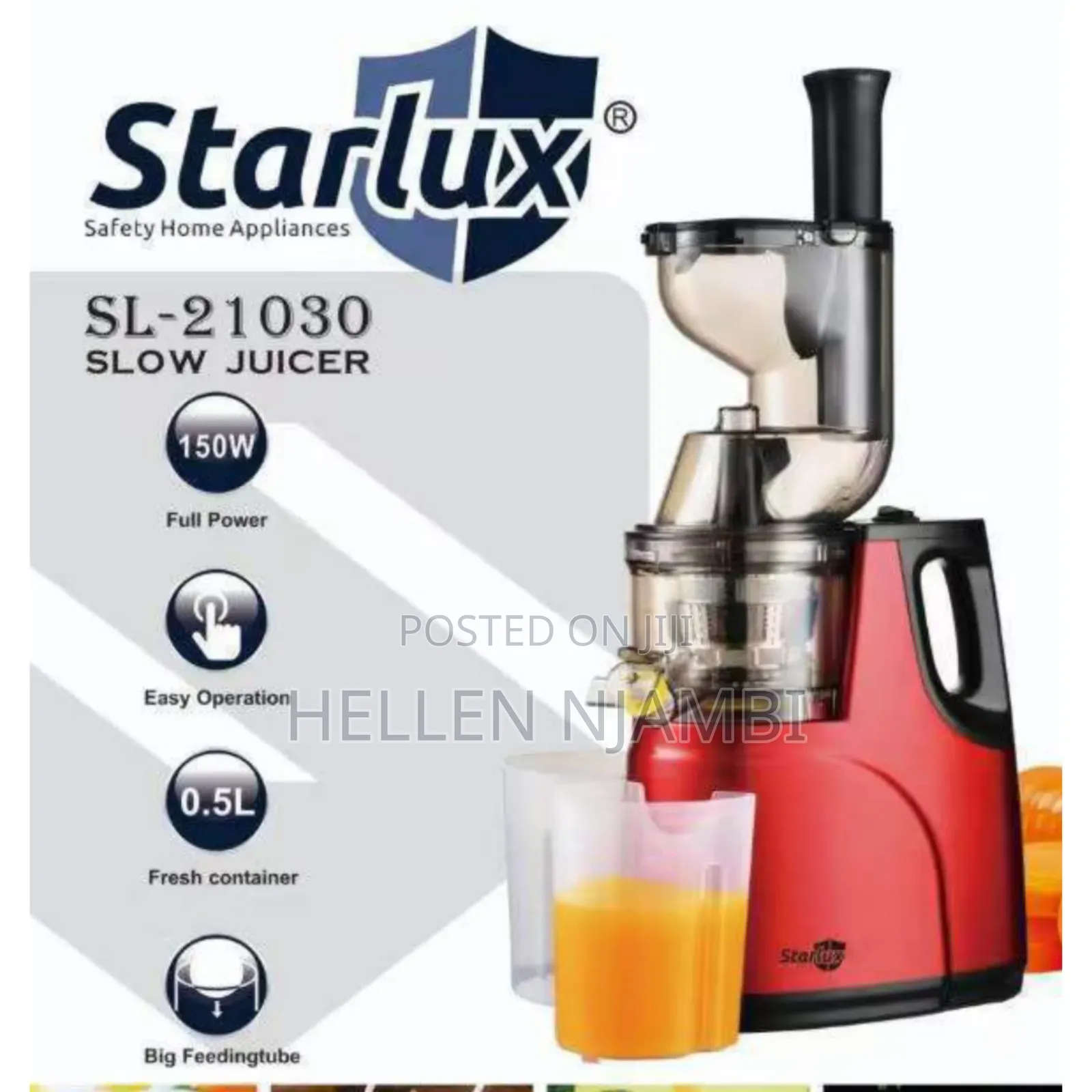 Starlux 150w Slow Juicer With Juice and Pulp Container