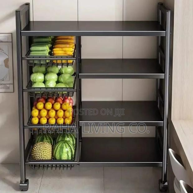 Multifunctional Metallic Kitchen Rack On Wheels | 120x32x135cm - thumbnail 2