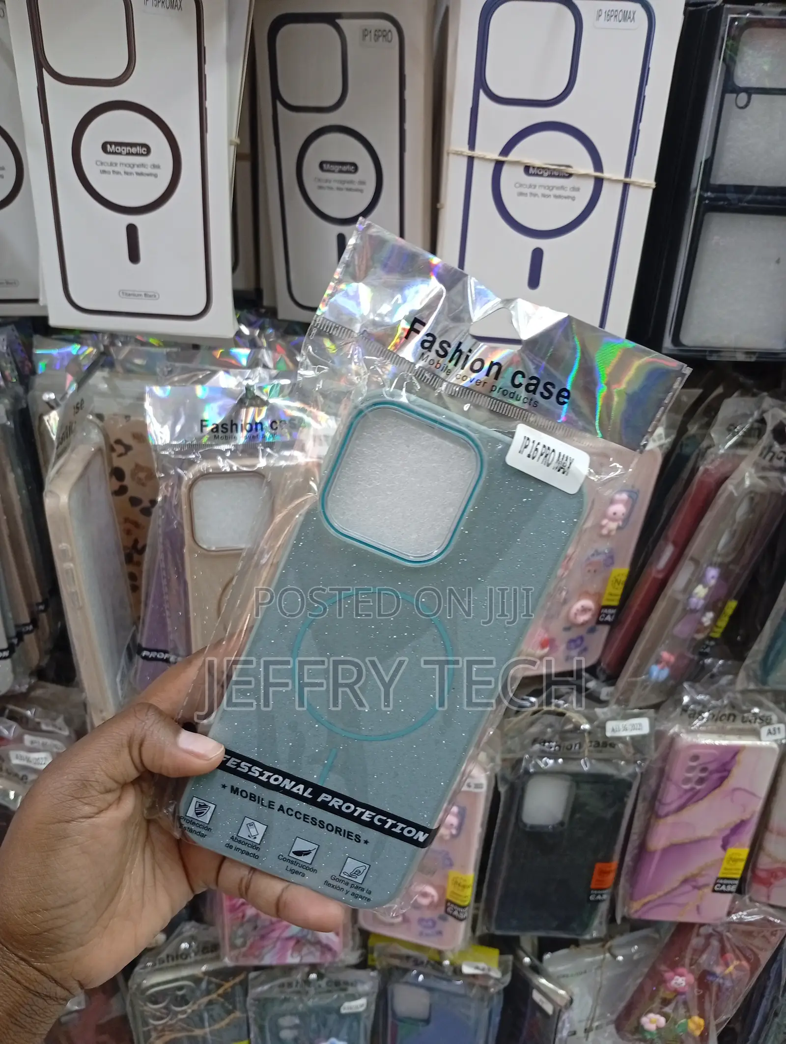 iPhone 16 Pro Max, Teal-Colored, Sparkly Glitter Smartphone Case