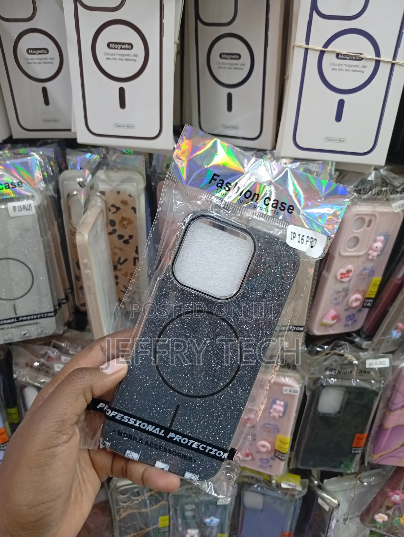 iPhone 16 Pro, Featuring a Sparkly Black Glitter Finish Cover