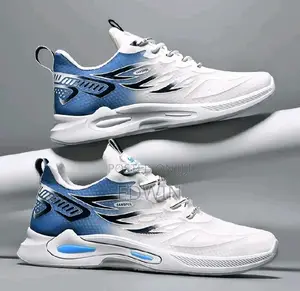White Blue Lightweight Men's Sports Sneakers
