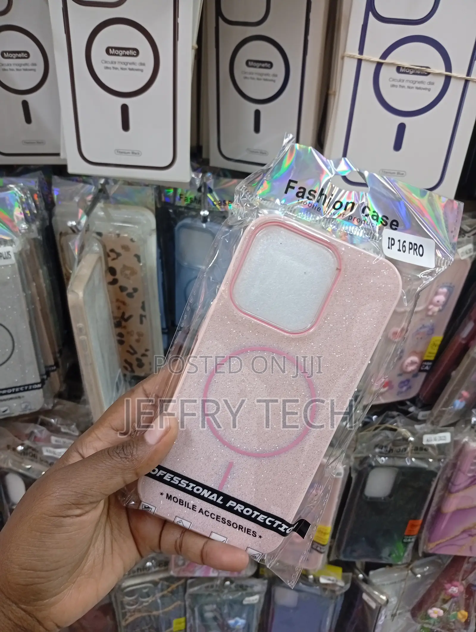 iPhone 16 Pro Pink Case With a Built-in Circular Magnetic Ring Cover