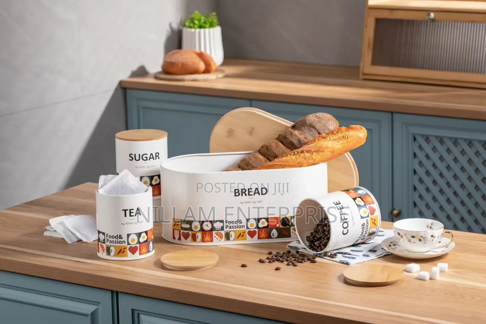 Unique and Elegant Bread Storage Bin With 3pcs Canisters*