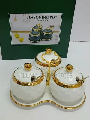 3 In1 Sugar Canisters With Triangle Shape Stand*