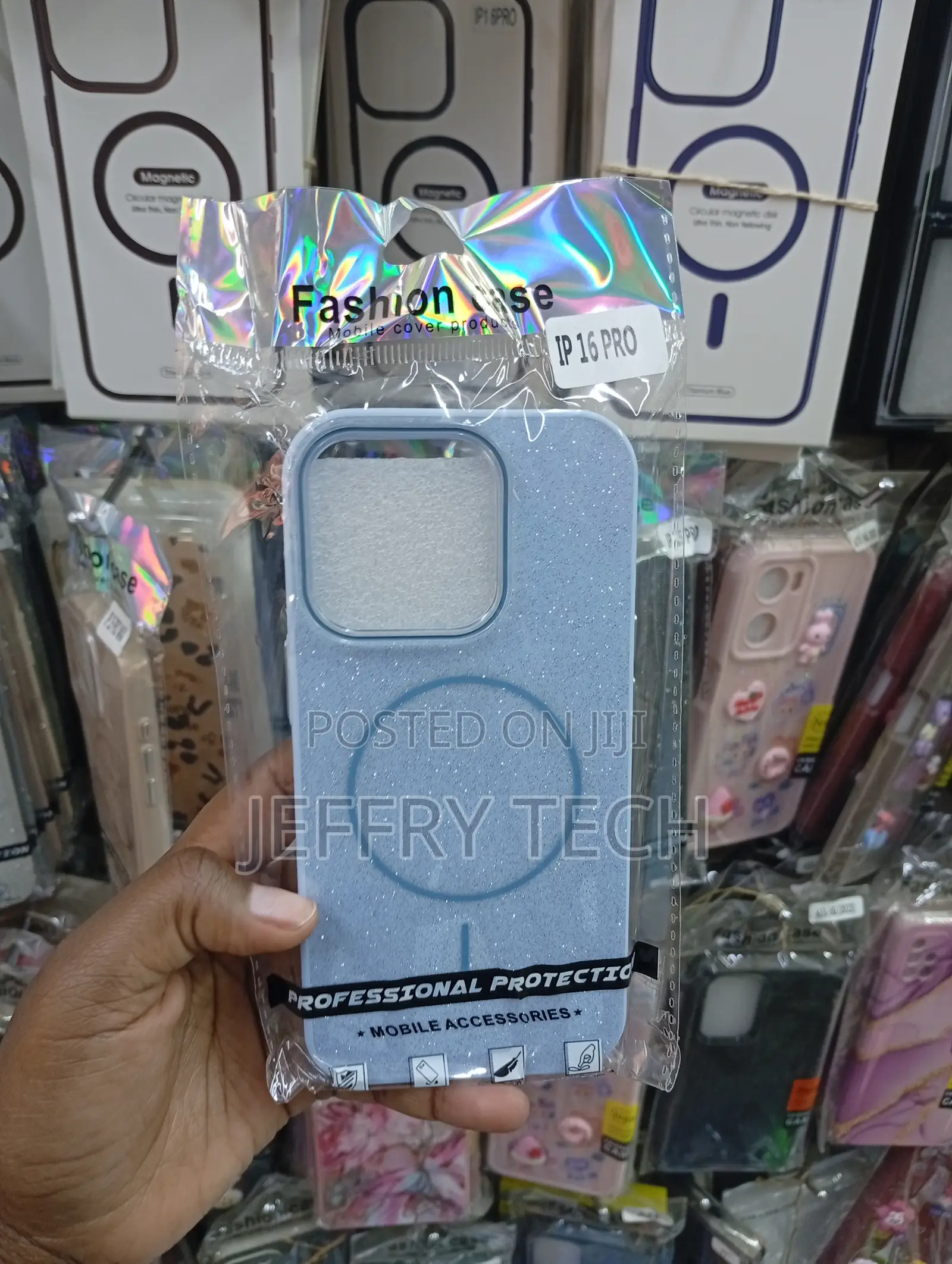 iPhone 16 Pro Light Blue, Sparkly Fashion Case