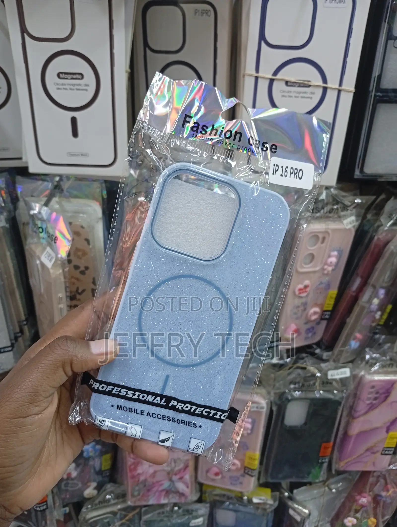 iPhone 16 Pro Light Blue, Sparkly Fashion Case