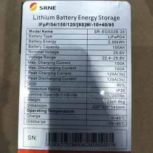 SRNE 2.56kwh - 24v (100Ah) Lithium Solar Battery 6000 Cycle